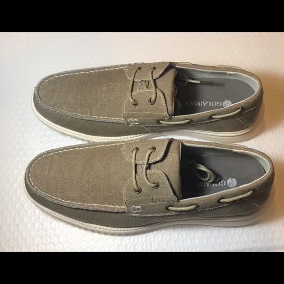 GM GOLAIMAN Men's Khaki Lace Up Boat Shoes NEW In Box - Picture 3 of 4
